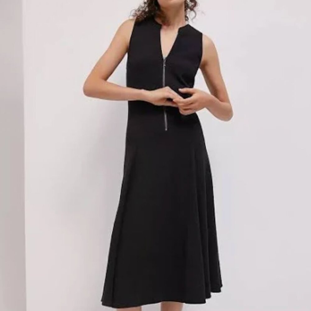 MAEVE Vera black sleeveless zip-front midi dress